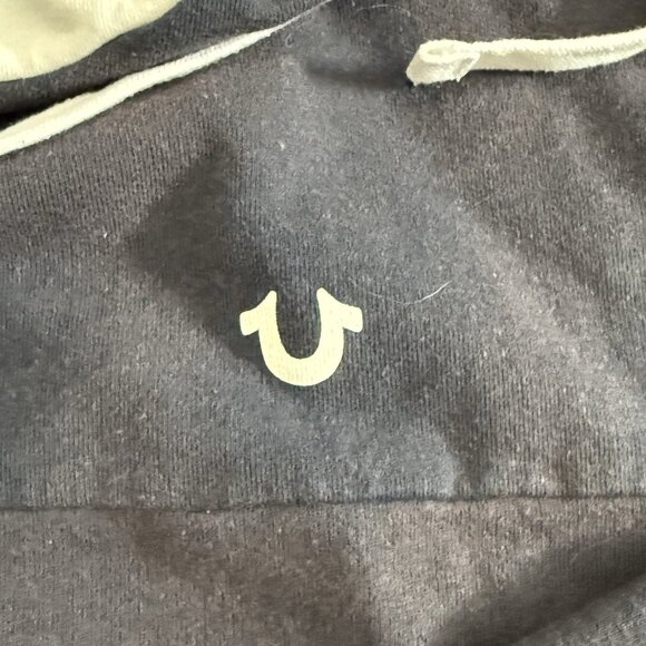 True Religion Hoodie Mens XL Blue White Pull Over Long Sleeve Sweatshirt Logo - Picture 4 of 6